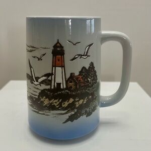 Vintage Ceramic Lighthouse Mug Otagiri Japan Seagull 5” Coffee Cup